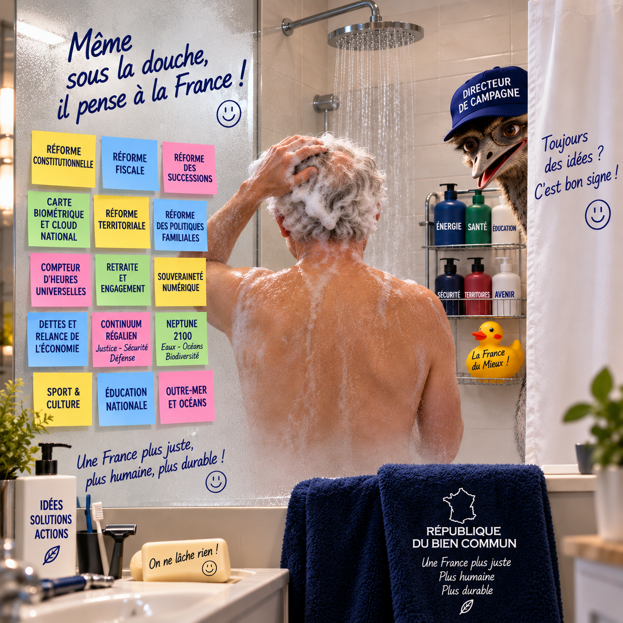 Le candidat sous la douche