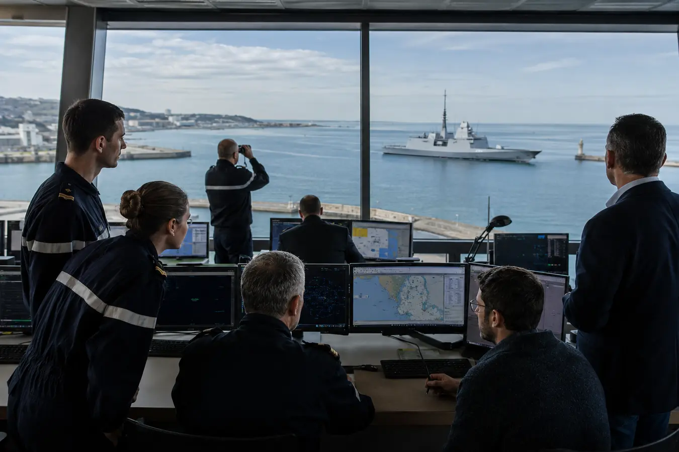 Militaires français protégeant les espaces terrestre, maritime, aérien et numérique