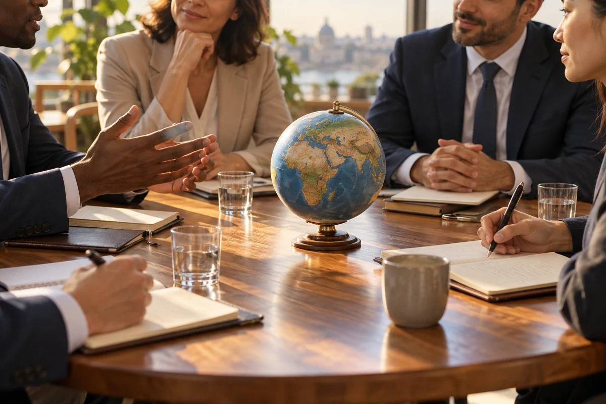 Illustration d’une table de coopération internationale